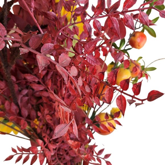 Artificial Fall Floral Arrangement Sunflowers Persimmon Red Foliage Yellow Accen - Picture 10 of 15